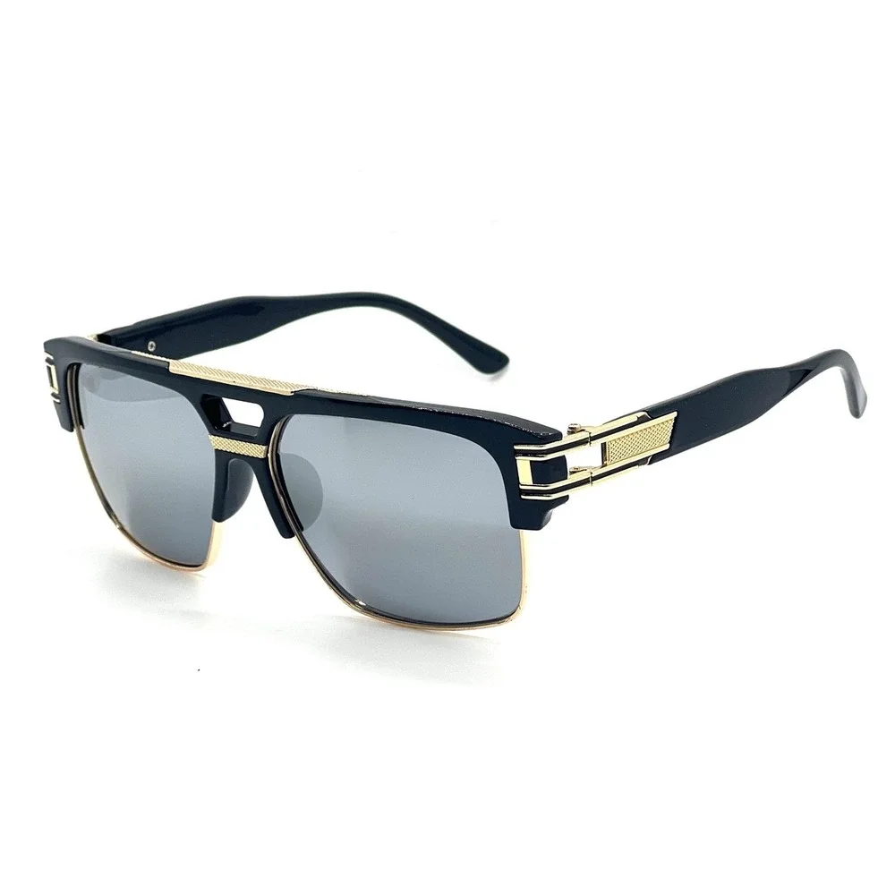 Aviator Sunglasses Mens Square Frame Gold Accents Fashion‎ Shades Driving Lentes